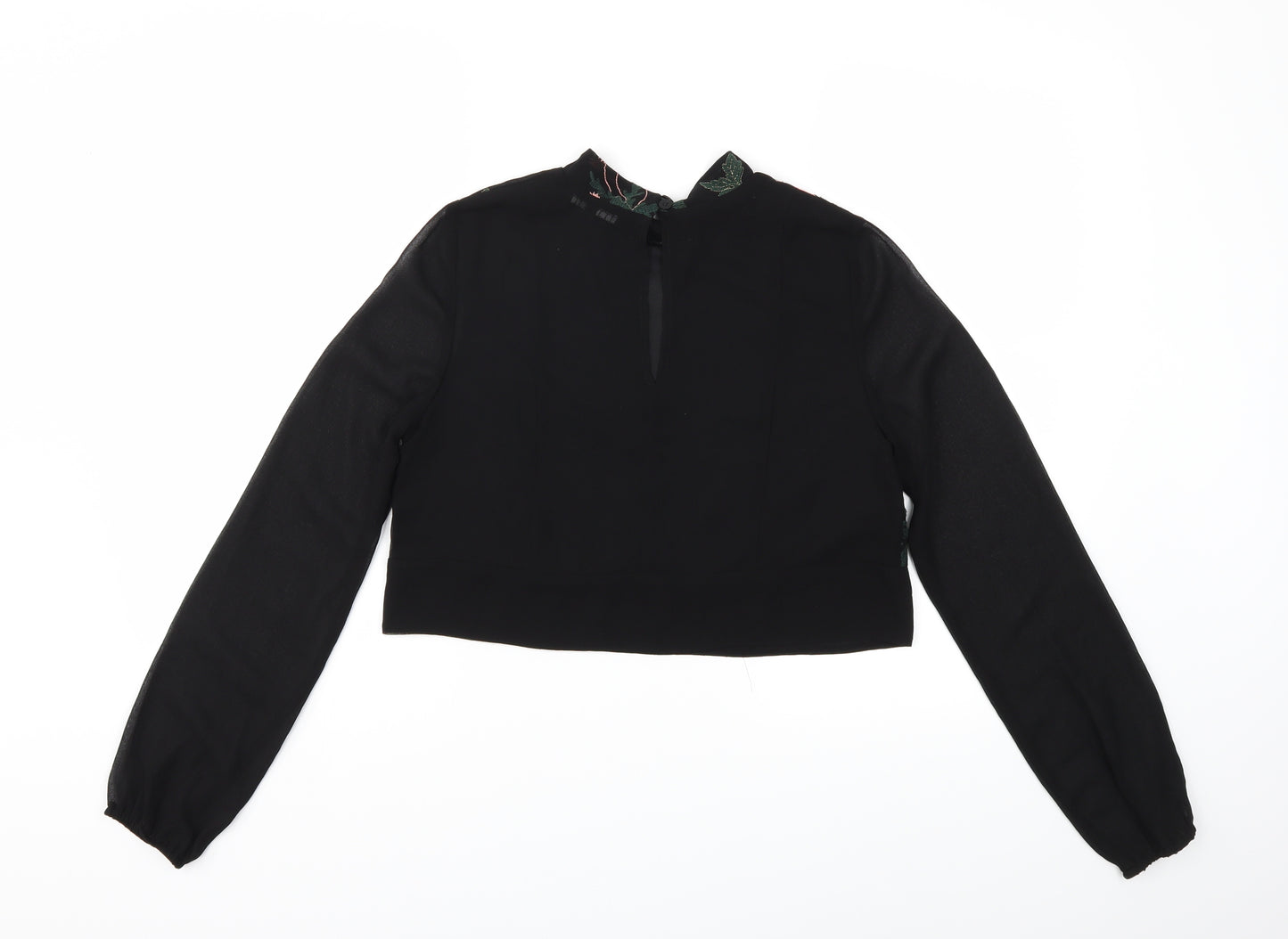 Cameo Rose Womens Black Floral  Basic Blouse Size 12