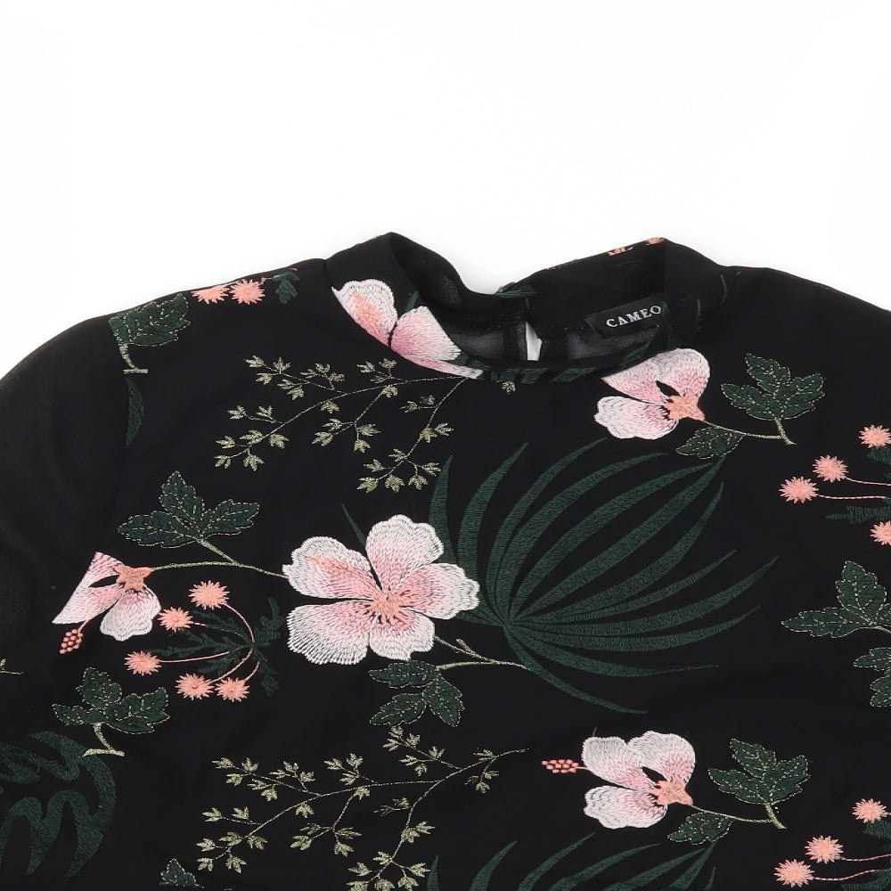 Cameo Rose Womens Black Floral  Basic Blouse Size 12