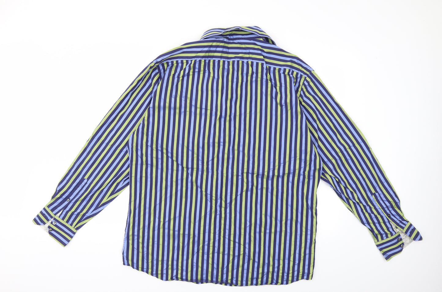 Autograph Mens Blue Striped   Dress Shirt Size 17.5