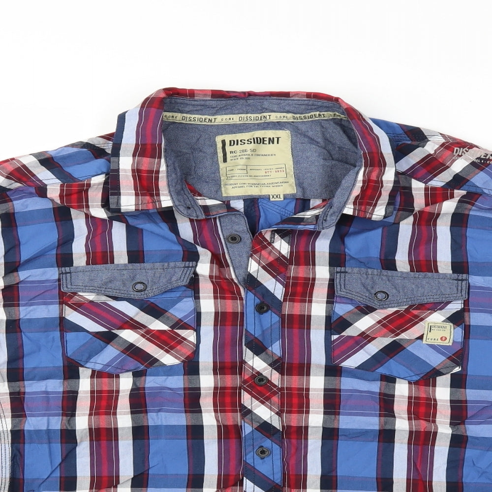 Dissident Mens Blue Check   Button-Up Size 2XL