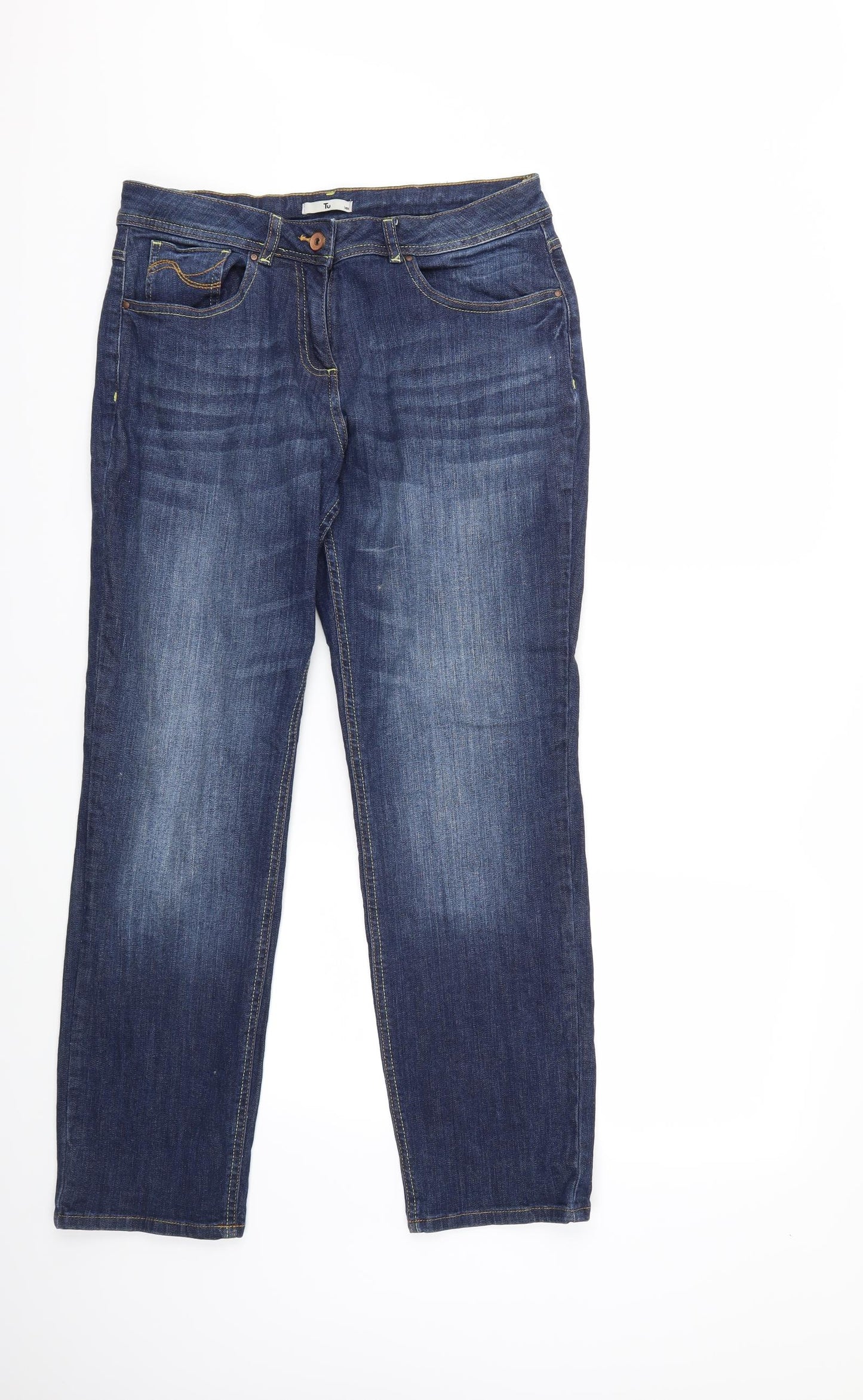 TU Womens Blue  Denim Straight Jeans Size 14 L28 in