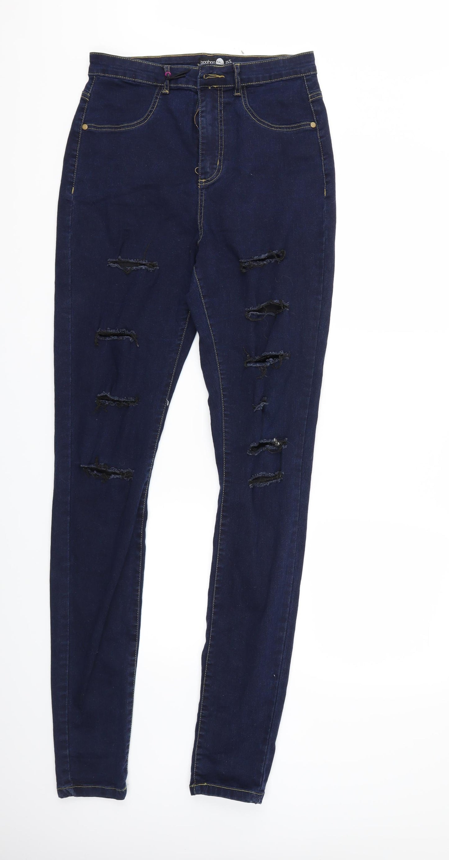 Boohoo Womens Blue  Denim Skinny Jeans Size 12 L35 in