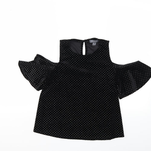 Atmosphere Womens Black Polka Dot  Basic Blouse Size 10