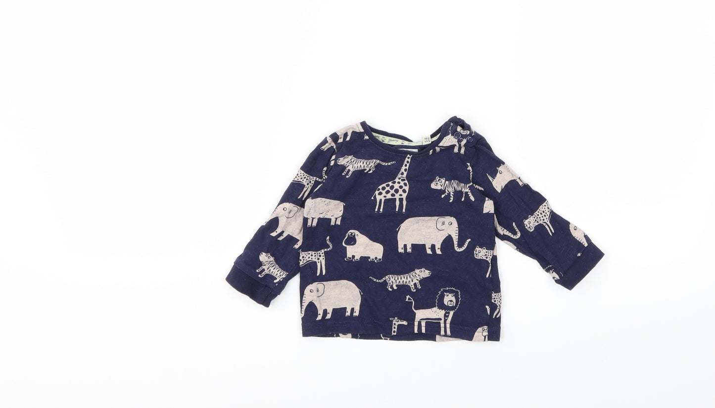 Mantaray Baby Blue Animal Print  Basic T-Shirt Size 3-6 Months