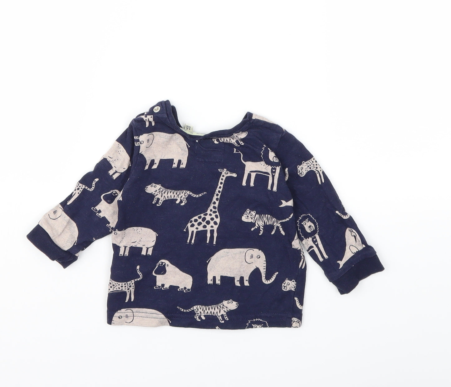 Mantaray Baby Blue Animal Print  Basic T-Shirt Size 3-6 Months