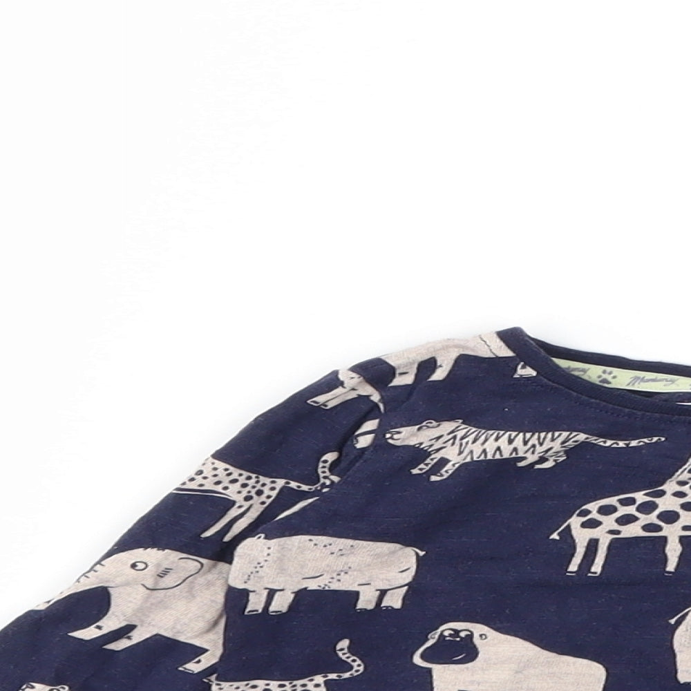 Mantaray Baby Blue Animal Print  Basic T-Shirt Size 3-6 Months