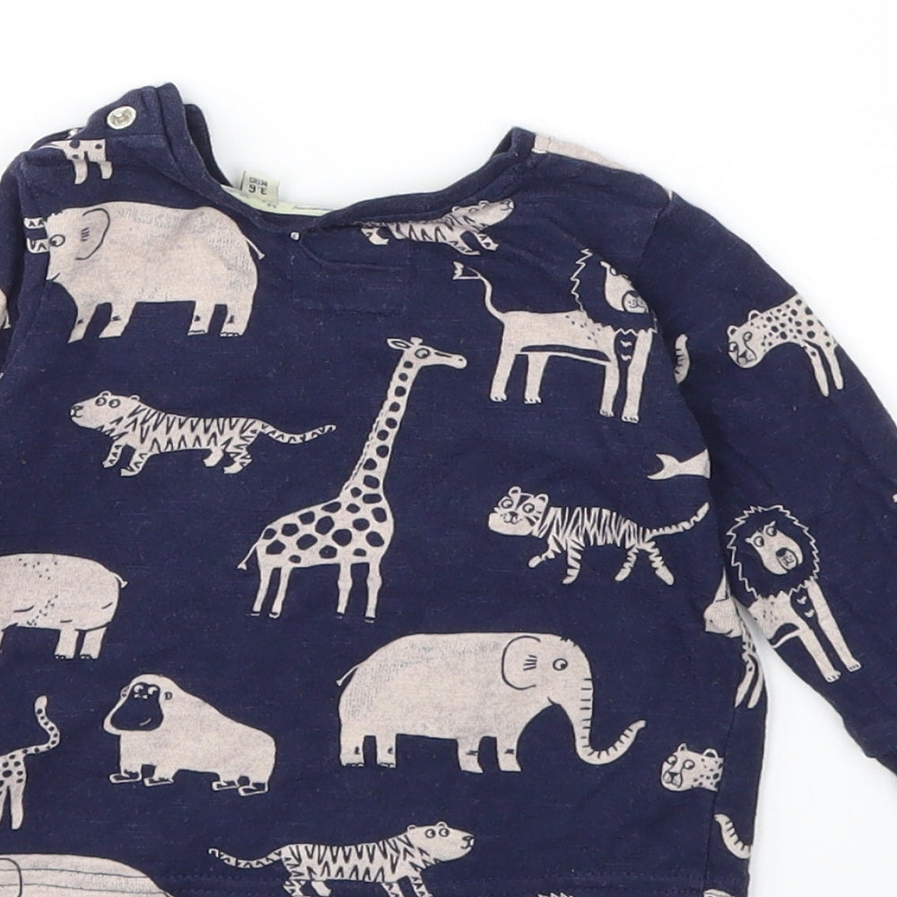 Mantaray Baby Blue Animal Print  Basic T-Shirt Size 3-6 Months