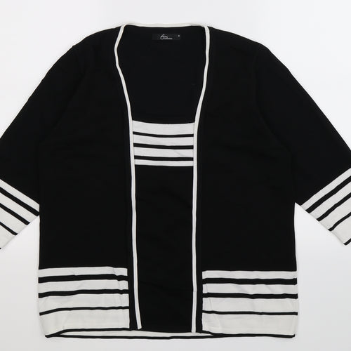 BM Womens Black Striped Knit Pullover Jumper Size M