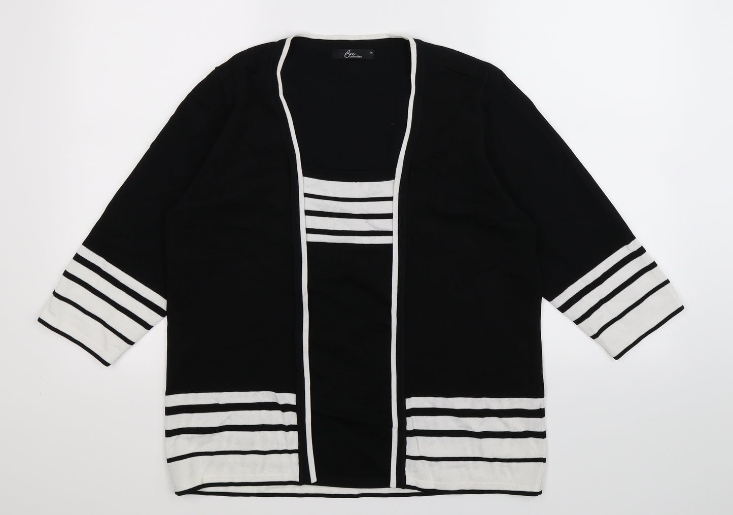 BM Womens Black Striped Knit Pullover Jumper Size M