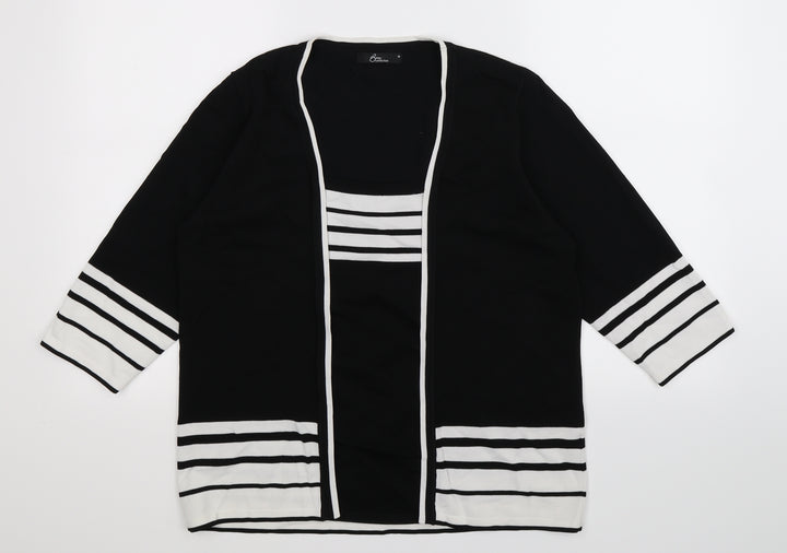 BM Womens Black Striped Knit Pullover Jumper Size M