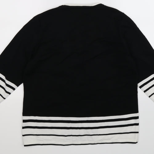 BM Womens Black Striped Knit Pullover Jumper Size M