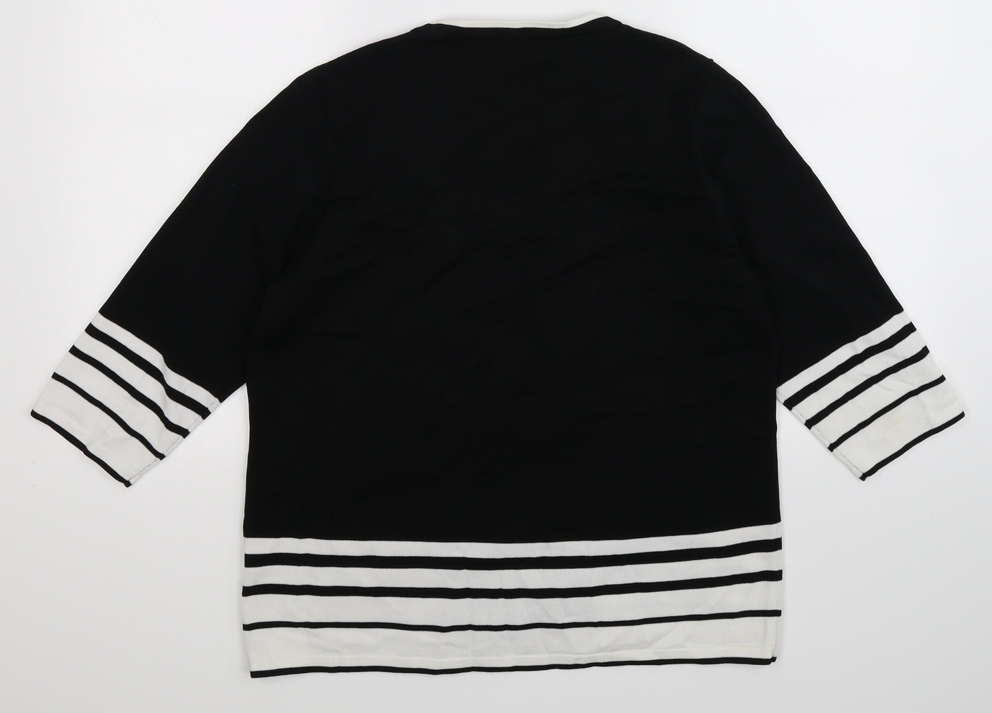 BM Womens Black Striped Knit Pullover Jumper Size M