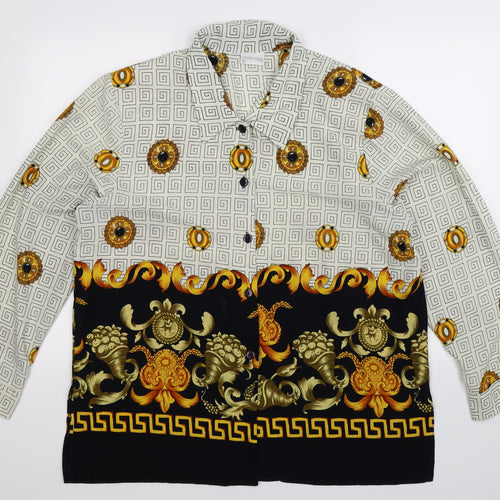 Michael Gold Womens Multicoloured Geometric  Basic Button-Up Size XL