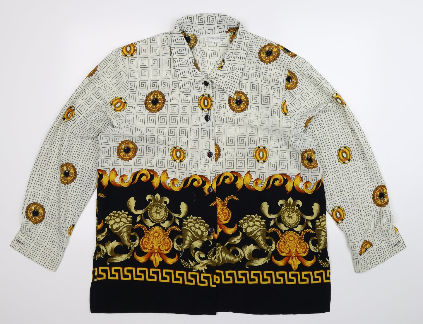 Michael Gold Womens Multicoloured Geometric  Basic Button-Up Size XL
