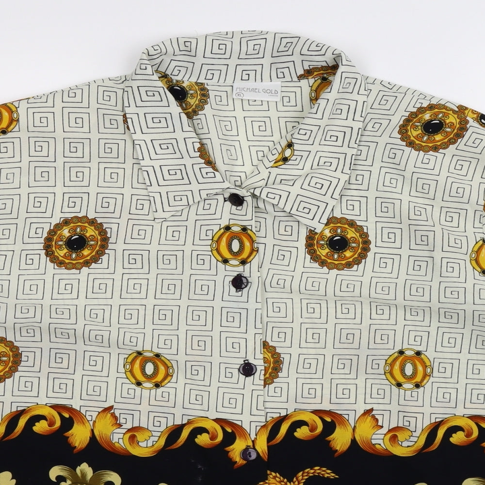 Michael Gold Womens Multicoloured Geometric  Basic Button-Up Size XL