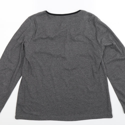BM Womens Grey Floral Jersey Pullover Jumper Size M