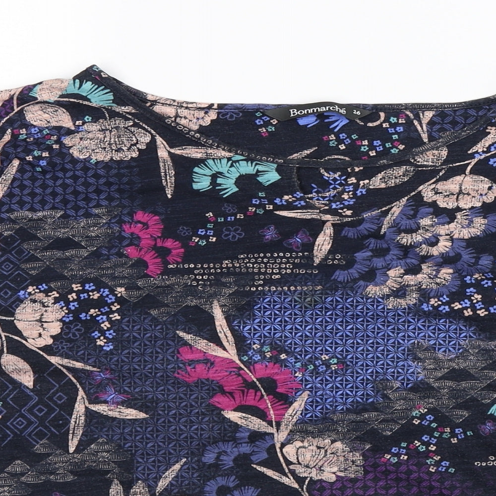 Bonmarché Womens Multicoloured Floral  Basic T-Shirt Size 16