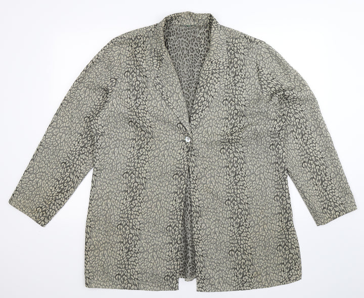 Preworn Womens Multicoloured Animal Print Basic Button-Up Size 20