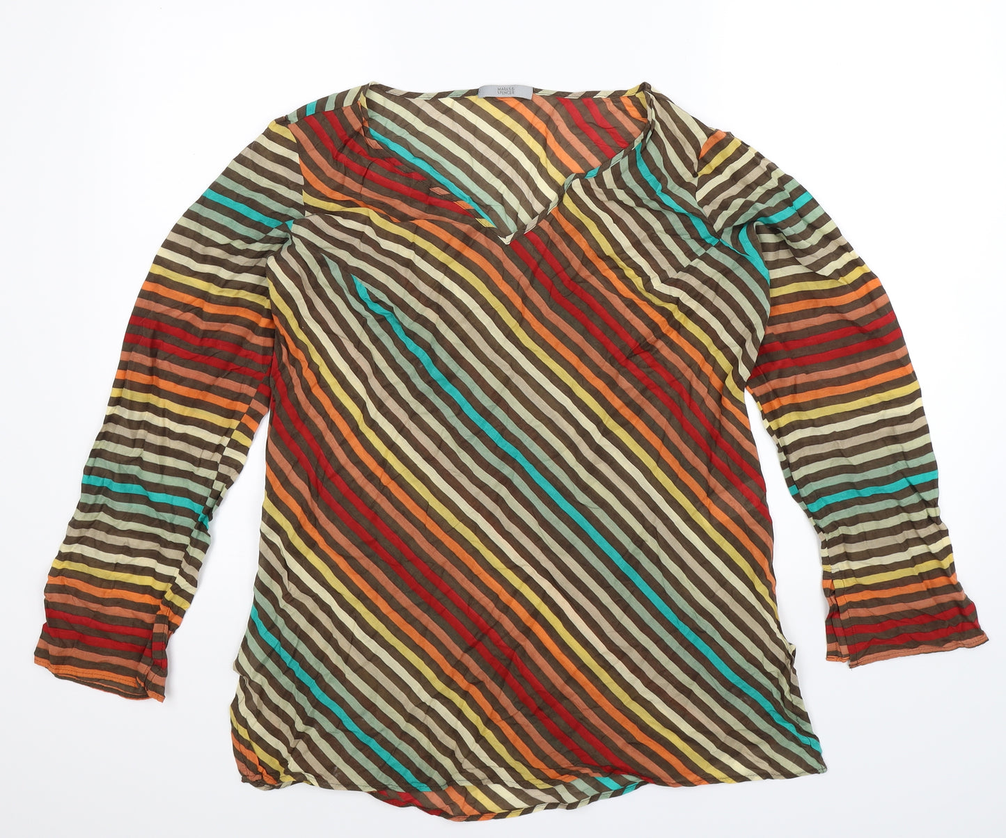 Marks and Spencer Womens Multicoloured Striped  Basic Blouse Size 18
