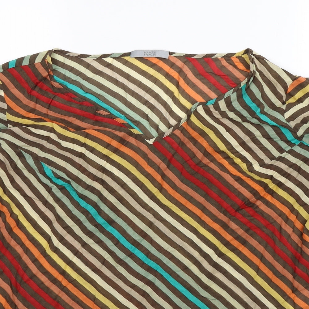 Marks and Spencer Womens Multicoloured Striped  Basic Blouse Size 18