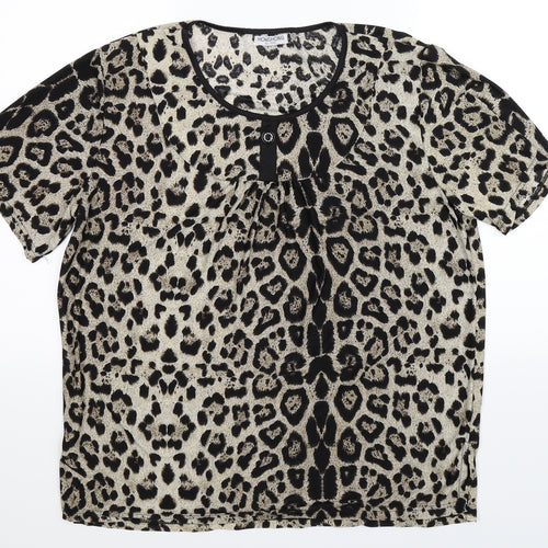 Hong Hong Womens Multicoloured Animal Print  Basic Blouse Size 2XL