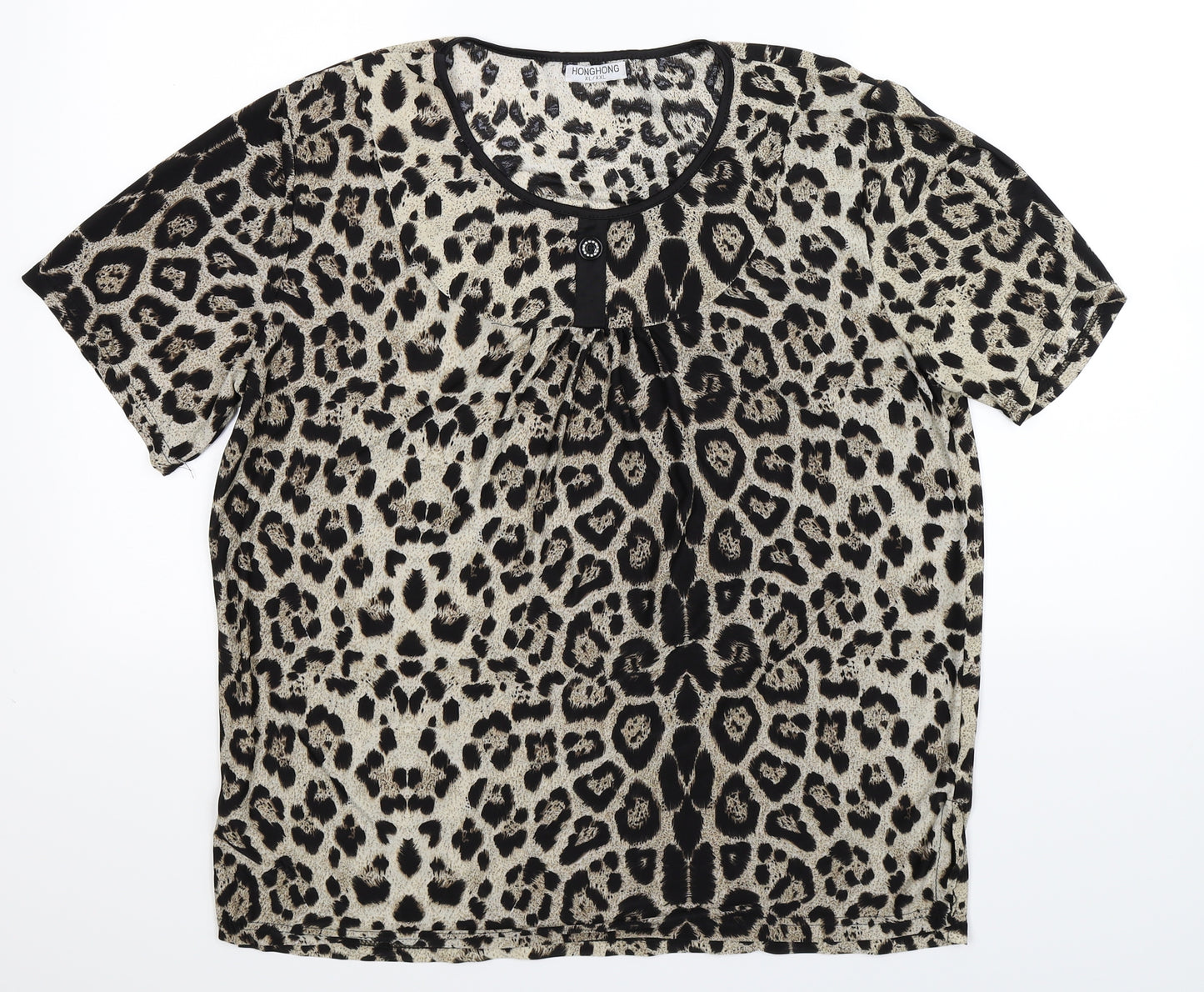 Hong Hong Womens Multicoloured Animal Print  Basic Blouse Size 2XL