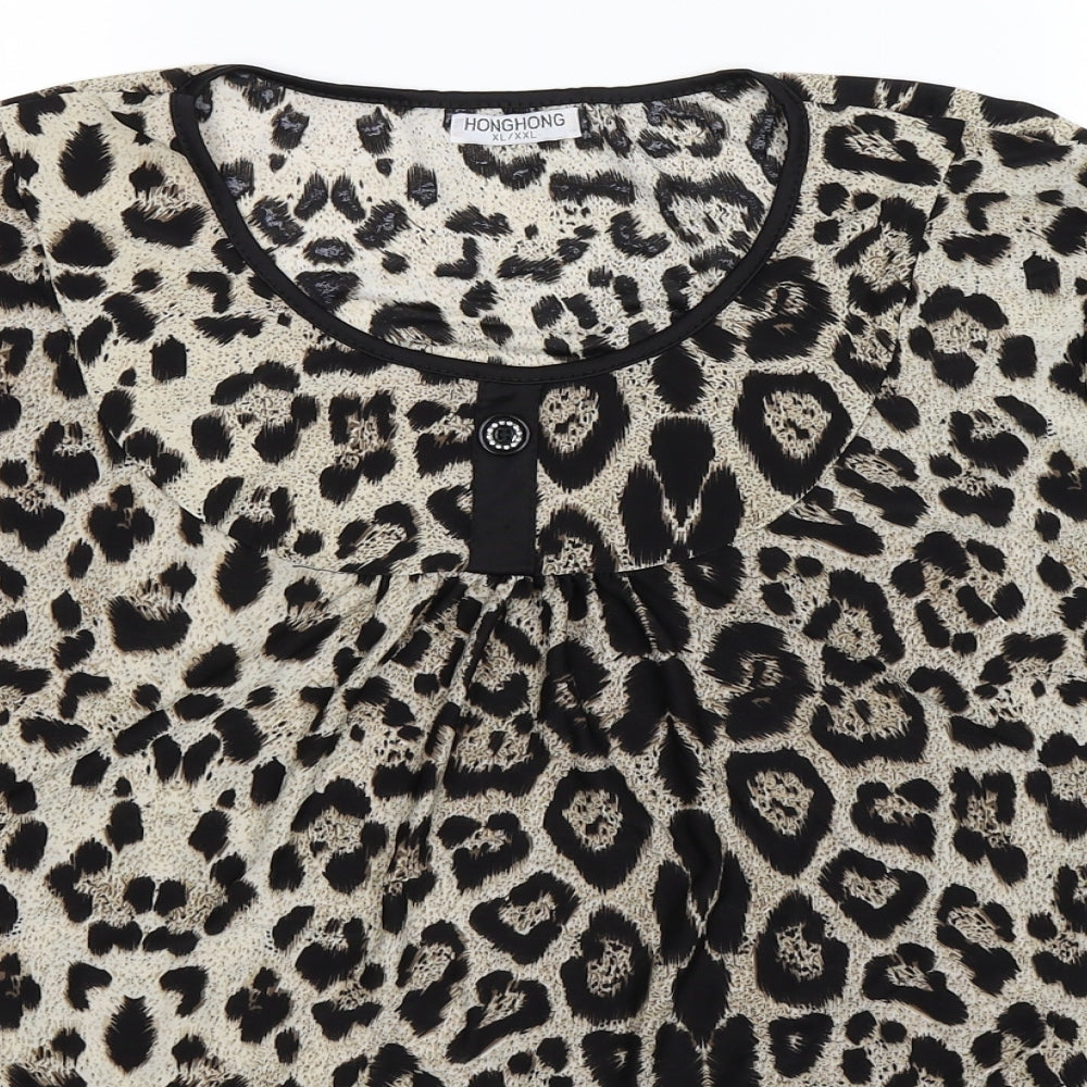 Hong Hong Womens Multicoloured Animal Print  Basic Blouse Size 2XL
