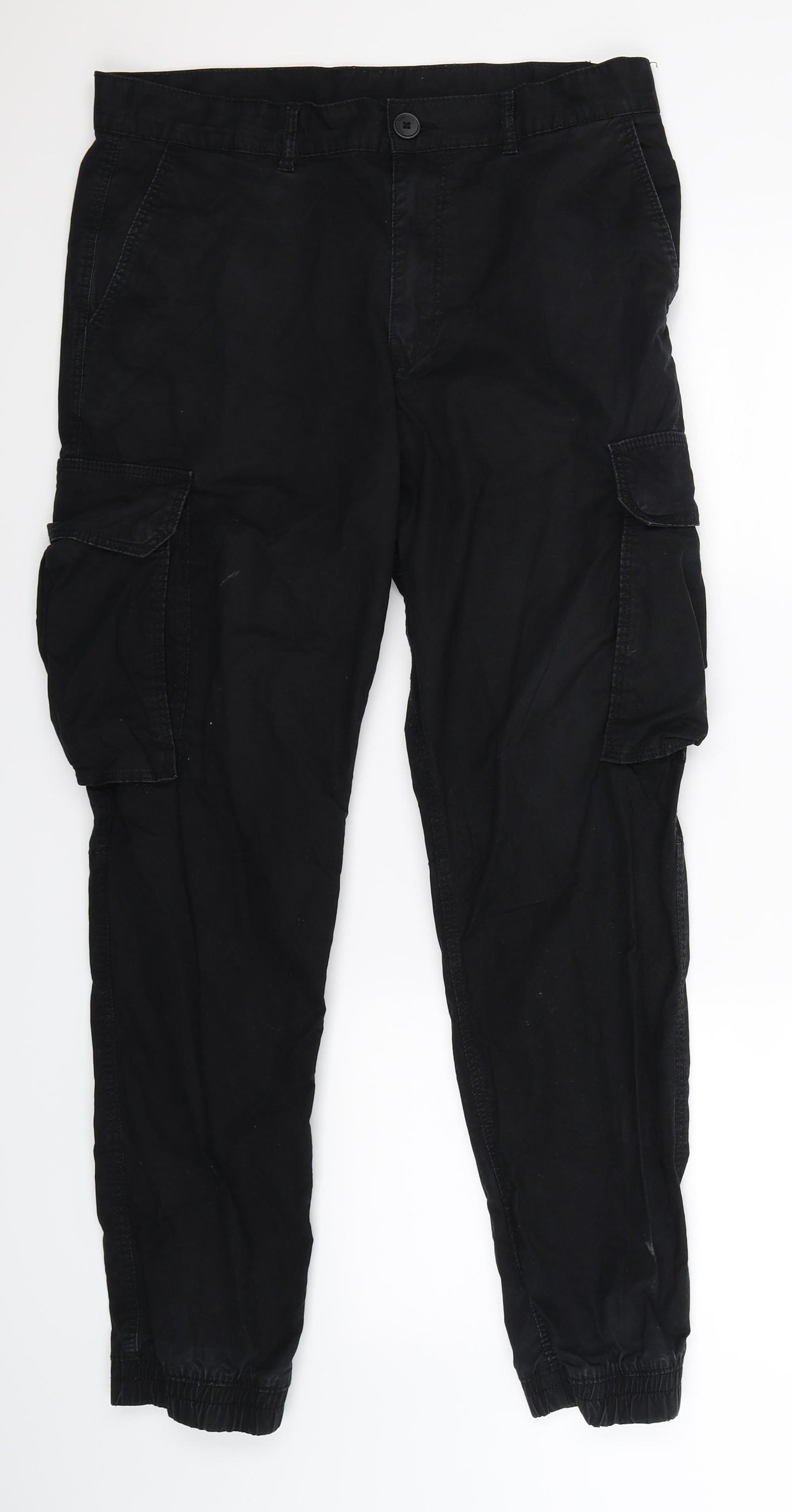 Divided Mens Black   Cargo Trousers Size 32 L30 in