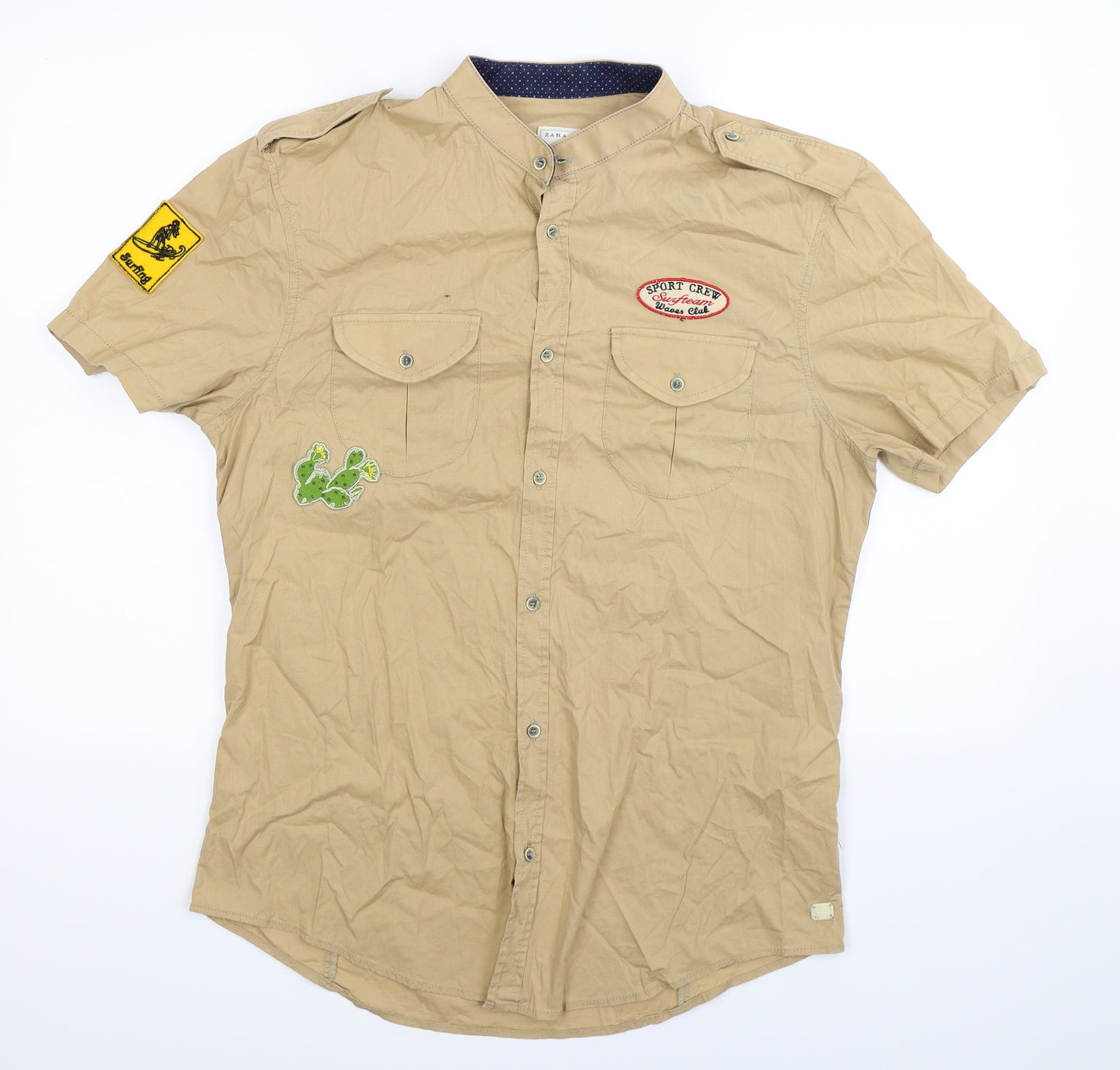 Zara Mens Beige    Button-Up Size L