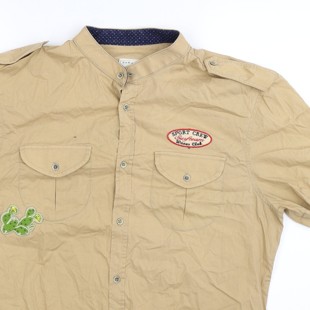 Zara Mens Beige    Button-Up Size L