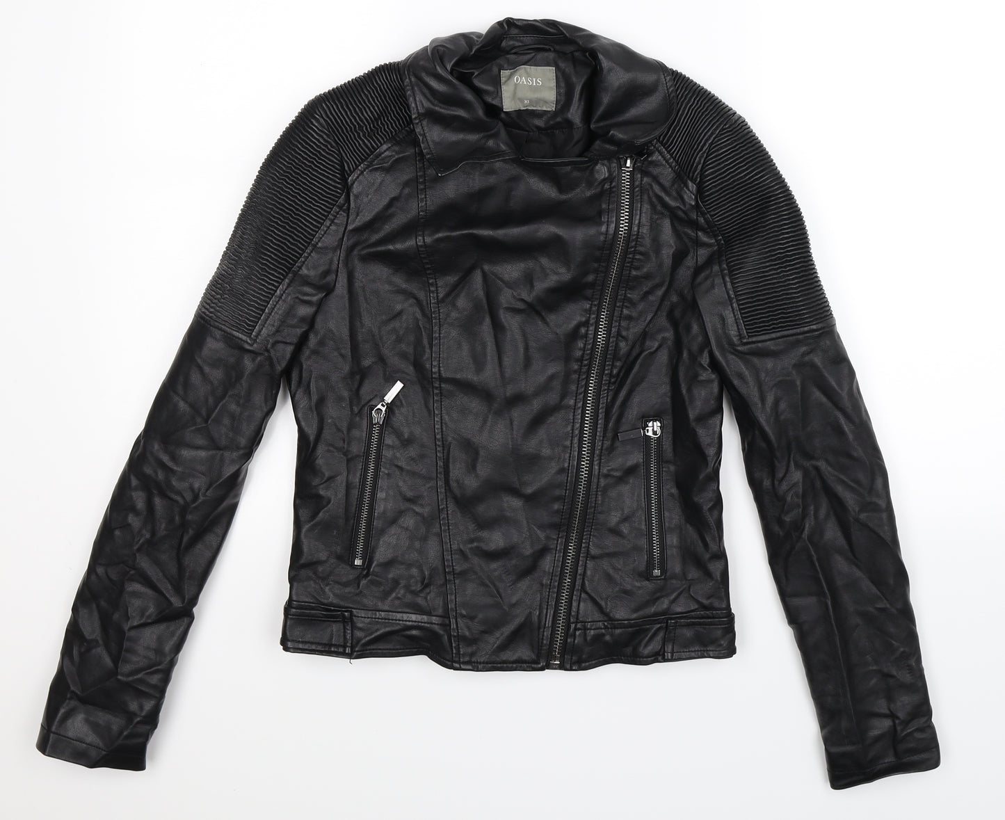 Oasis Womens Black   Jacket  Size XS  - Faux Leather