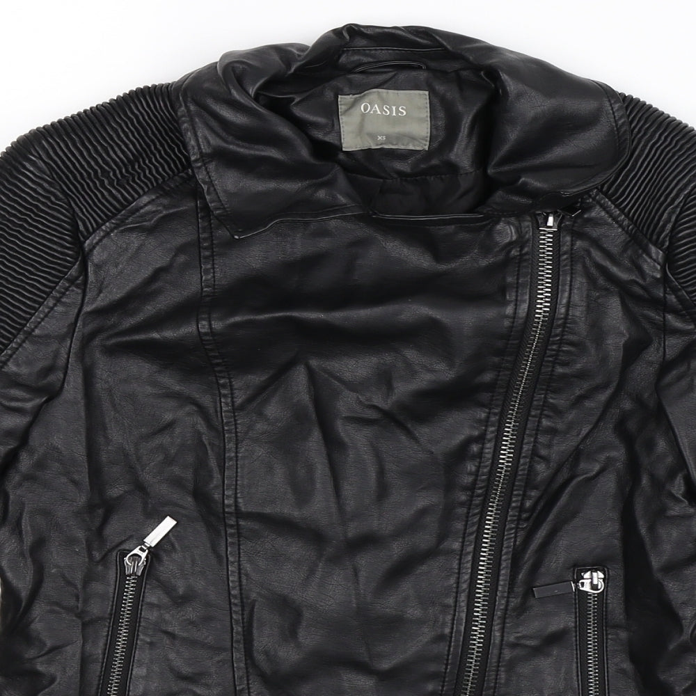 Oasis Womens Black   Jacket  Size XS  - Faux Leather