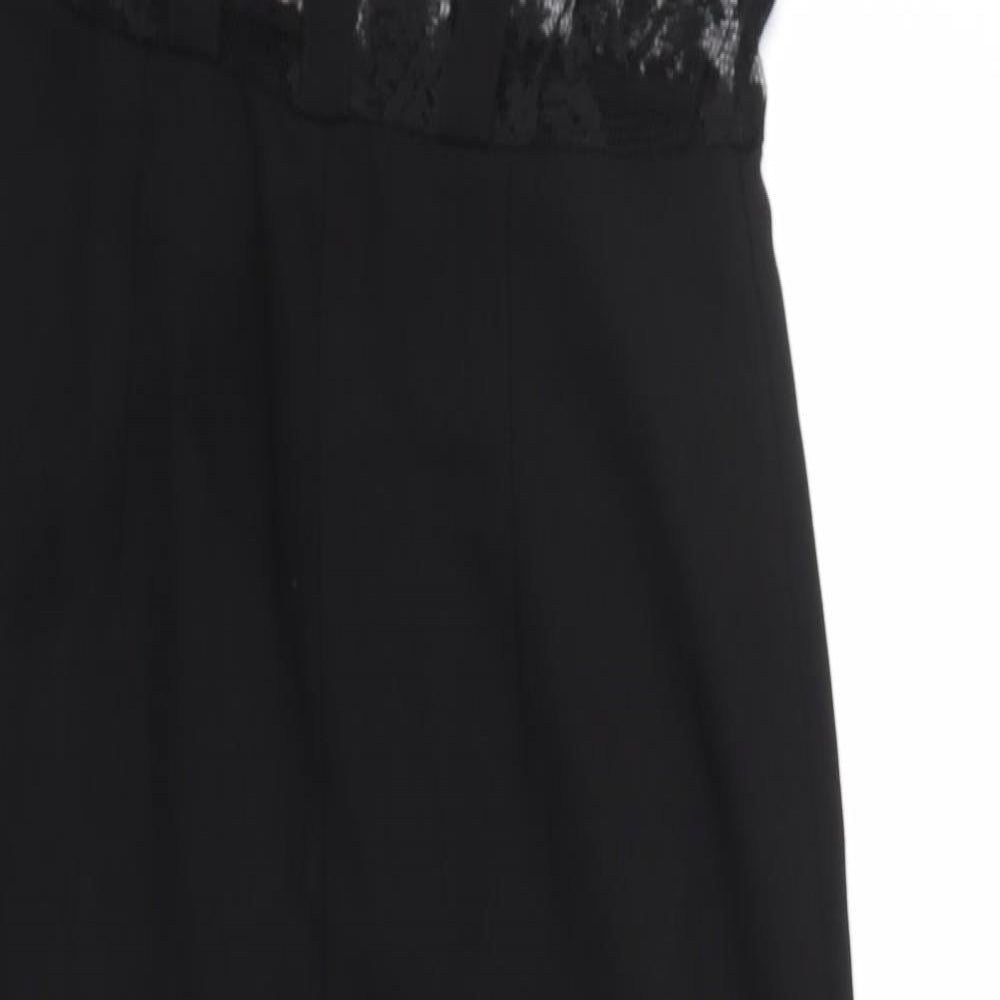 Boohoo Womens Black Floral  Trousers One-Piece Size 10 L30 in