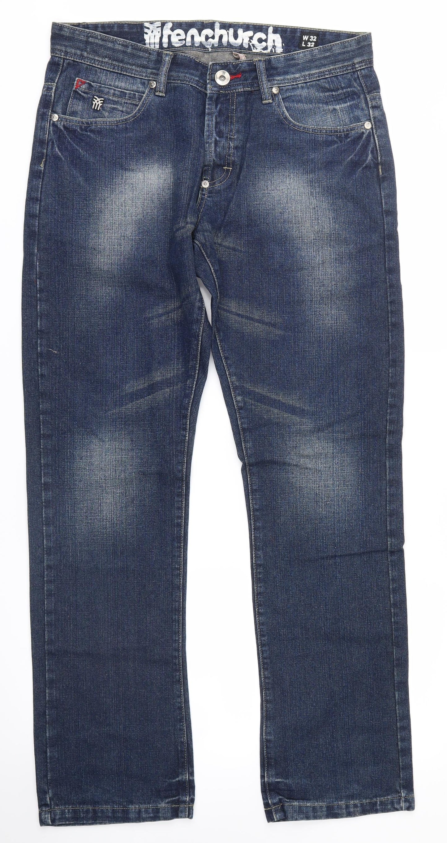 Fenchurch Mens Blue   Straight Jeans Size 32 in L30 in