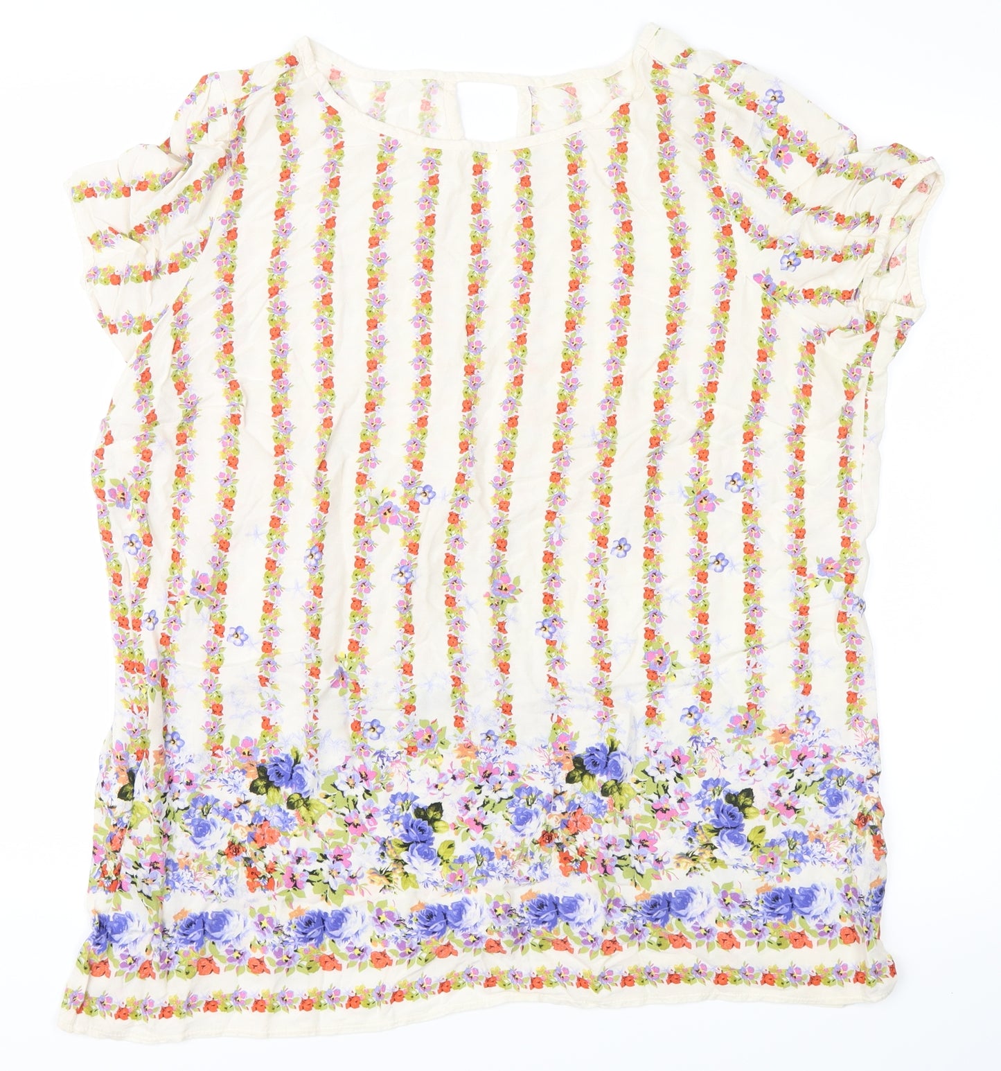 TU Womens White Floral  Basic Tank Size 20