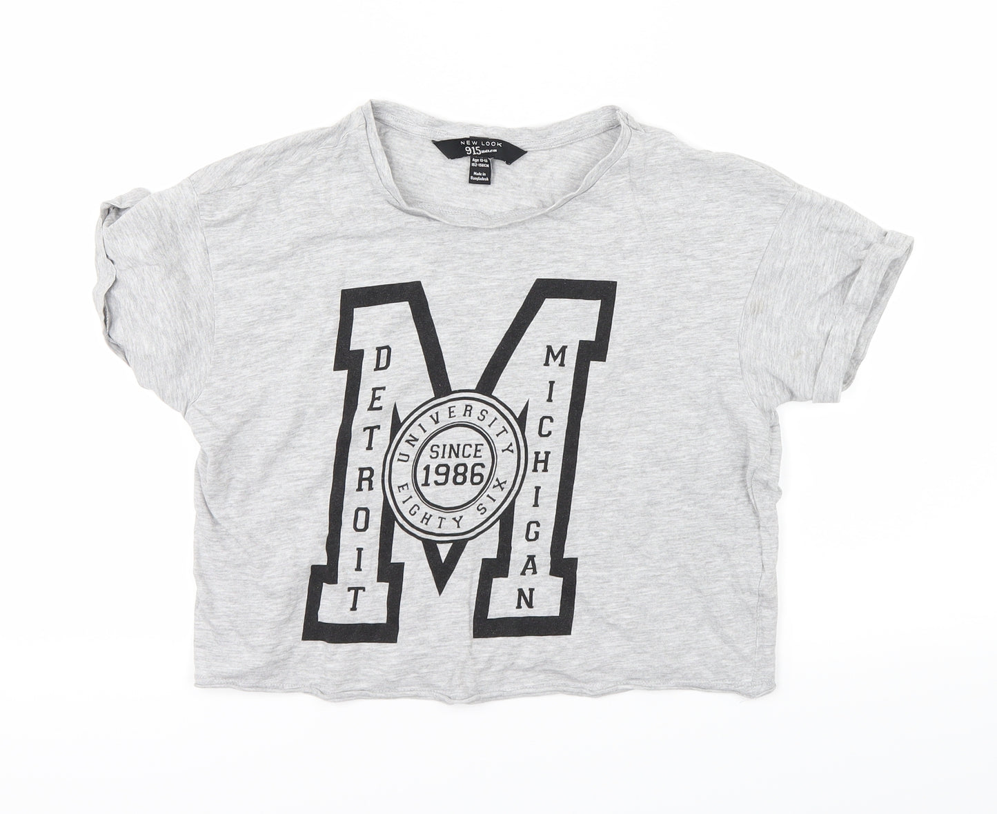 New Look Girls Grey   Cropped T-Shirt Size 12-13 Years