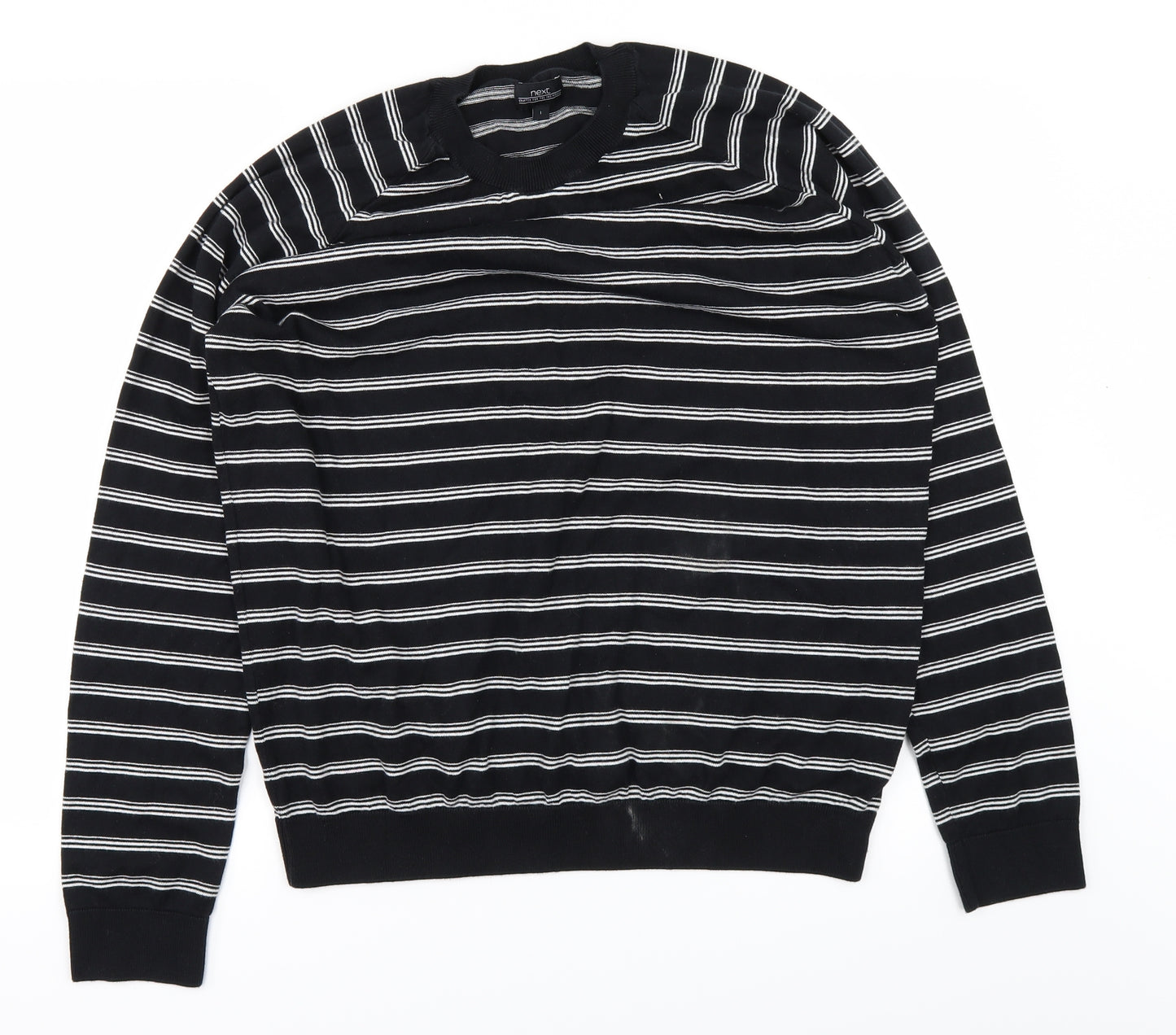 NEXT Mens Black Striped   T-Shirt Size L