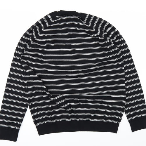 NEXT Mens Black Striped   T-Shirt Size L