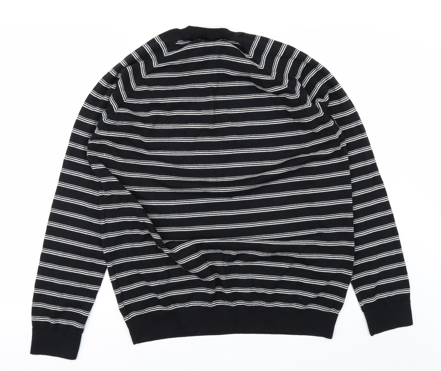 NEXT Mens Black Striped   T-Shirt Size L