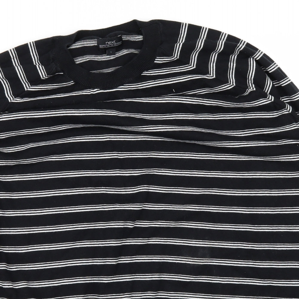 NEXT Mens Black Striped   T-Shirt Size L