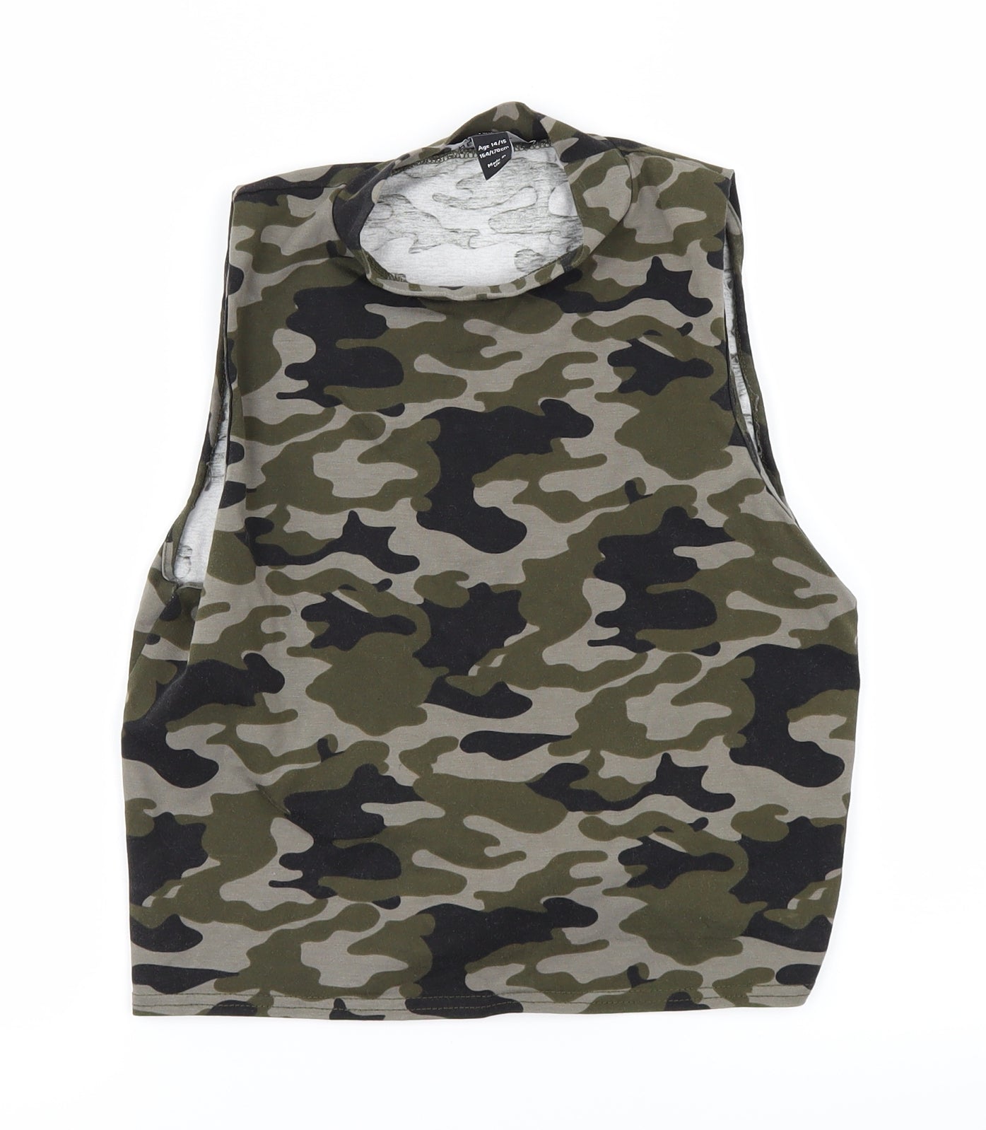 New Look Girls Green Camouflage  Basic T-Shirt Size 14-15 Years