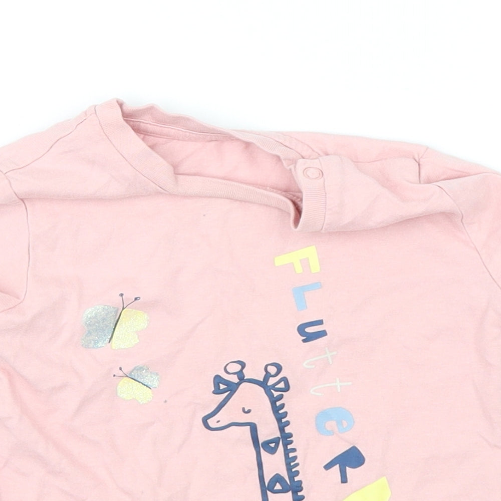 Marks and Spencer Girls Pink   Basic T-Shirt Size 12 Months