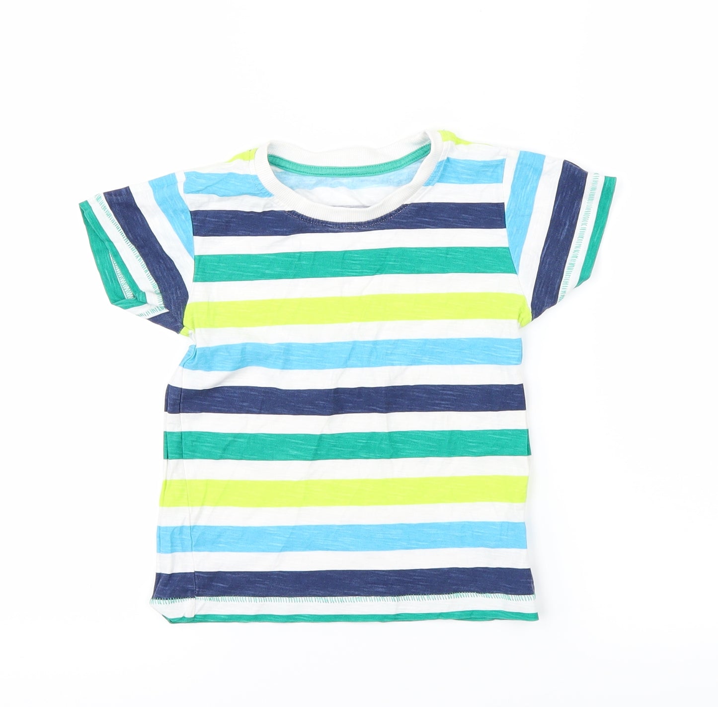 Preworn Boys White Striped  Basic T-Shirt Size 2-3 Years