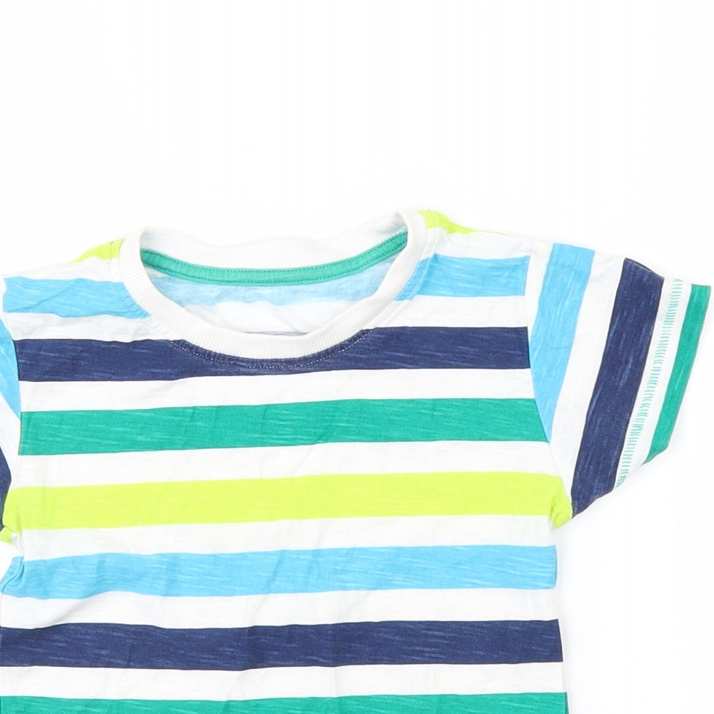 Preworn Boys White Striped  Basic T-Shirt Size 2-3 Years