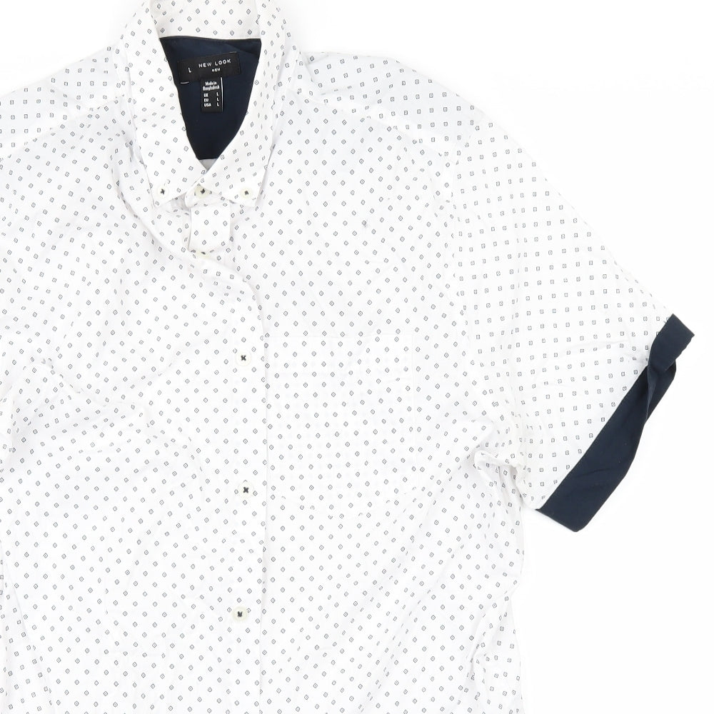 New Look Mens White    Button-Up Size L