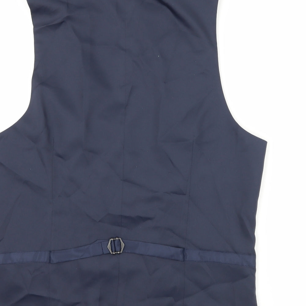 Marks and Spencer Mens Blue Check  Jacket Suit Waistcoat Size M