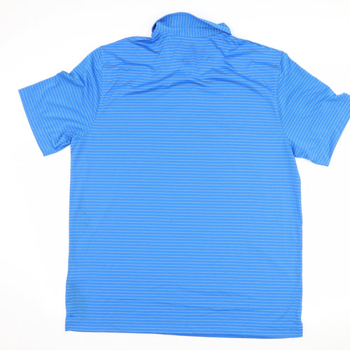 tourney Mens Blue Striped   Polo Size L