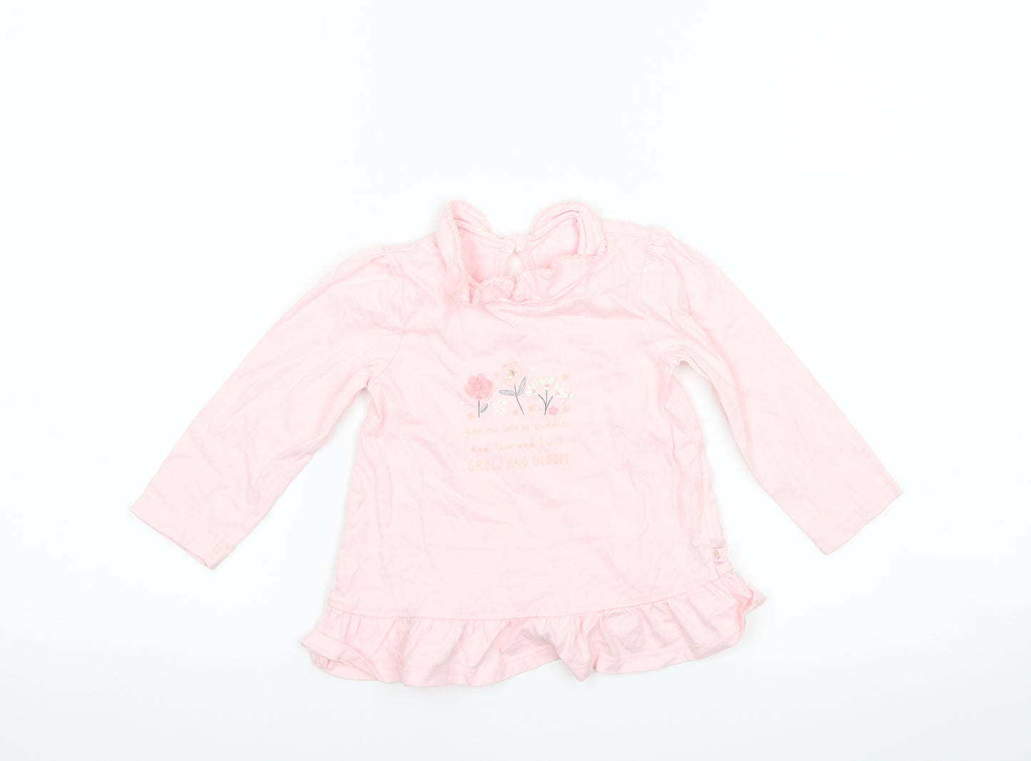 George Girls Pink   Basic T-Shirt Size 9-12 Months  - slogan