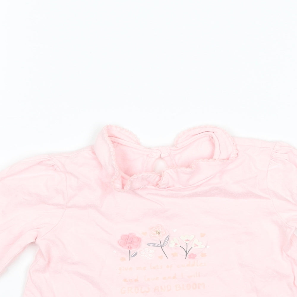 George Girls Pink   Basic T-Shirt Size 9-12 Months  - slogan