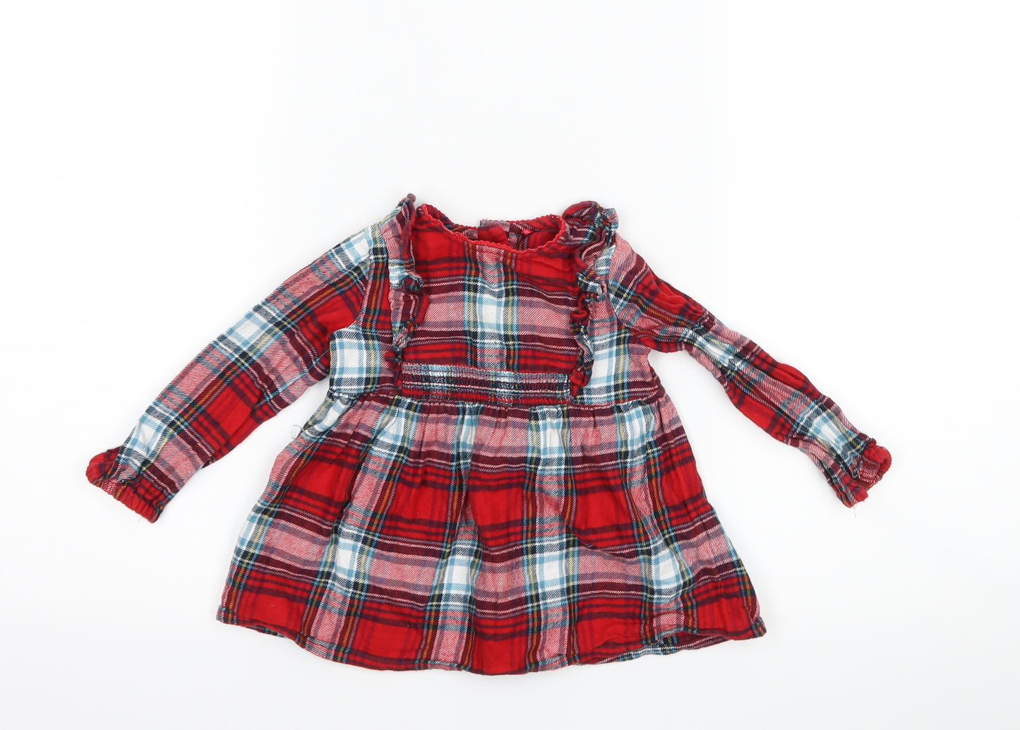 TU Girls Red Check  Shirt Dress  Size 6-9 Months